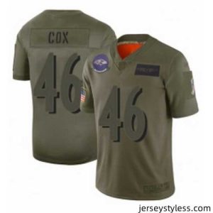Impressive Baltimore Ravens 46 Morgan Cox Limited Camo 2019 Salute to Service Football Jersey