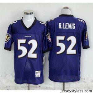 Impressive Baltimore Ravens 52 Ray Lewis Purple Throwback Football Jersey