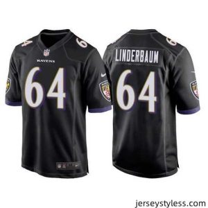 Unique Baltimore Ravens 64 Tyler Linderbaum Black Stitched Game Jersey