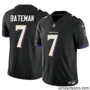 Amazing Baltimore Ravens 7 Rashod Bateman Black 2023 F.U.S.E Vapor Limited Football Jersey