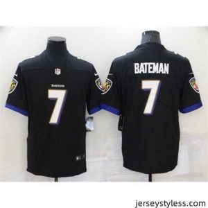 Premium Baltimore Ravens 7 Rashod Bateman Black Vapor Untouchable Limited Stitched Jersey