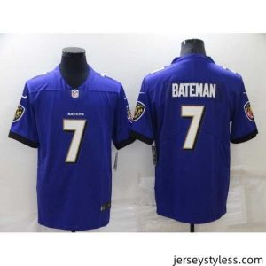 Gorgeous Baltimore Ravens 7 Rashod Bateman Purple Vapor Untouchable Limited Stitched jersey