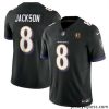 Amazing Baltimore Ravens 8 Lamar Jackson Black 2023 F.U.S.E  With John Madden Patch Vapor Limited Football Jersey