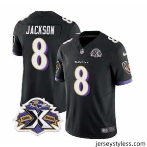 Unique Baltimore Ravens 8 Lamar Jackson Black 2023 F.U.S.E With Patch Throwback Vapor Limited Jersey