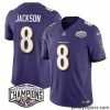 Gorgeous Baltimore Ravens 8 Lamar Jackson Purple F.U.S.E 2024 AFC North Division Champions Vapor Limited Football Jersey