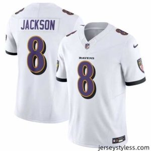 Premium Baltimore Ravens 8 Lamar Jackson White 2023 F.U.S.E Vapor Jersey