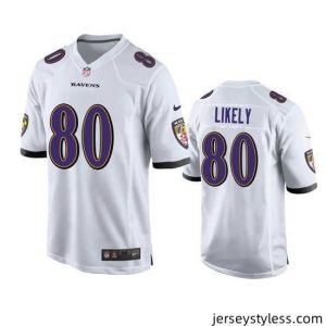 Impressive Baltimore Ravens 80 Isaiah Likely White Game Jersey