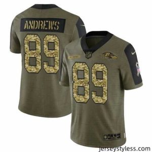 Gorgeous Baltimore Ravens 89 Mark Andrews 2021 Salute To Service Olive Camo Limited Stitched Jersey