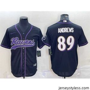 Premium Baltimore Ravens 89 Mark Andrews Black With Patch Cool Base Stitched Baseball Jersey
