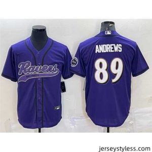 Gorgeous Baltimore Ravens 89 Mark Andrews Purple With Patch Cool Base Stitched Baseball Jersey
