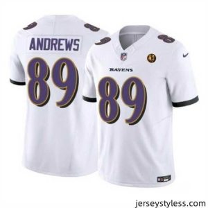 Premium Baltimore Ravens 89 Mark Andrews White 2023 F.U.S.E  With John Madden Patch Vapor Limited Stitched Football Jersey