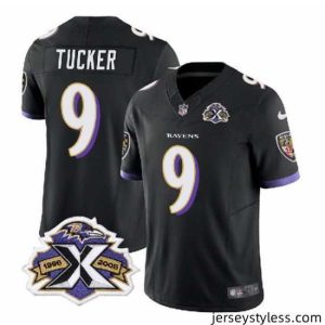 Amazing Baltimore Ravens 9 Justin Tucker Black 2023 F.U.S.E With Patch Throwback Vapor Limited Jersey