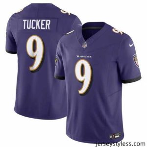 Unique Baltimore Ravens 9 Justin Tucker Purple 2023 F.U.S.E Vapor Jersey