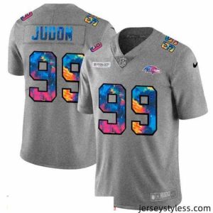 Impressive Baltimore Ravens 99 Matthew Judon Nike Multi Color 2020 NFL Crucial Catch NFL Jersey Greyheather