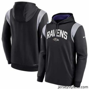 Stunning Baltimore Ravens Black Sideline Stack Performance Pullover Hoodie 002