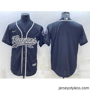 Gorgeous Baltimore Ravens Blank Black Reflective With Patch Cool Base Stitched Baseball Jersey