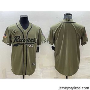 Fantastic Baltimore Ravens Blank Olive Salute To Service Cool Base Stitched Baseball Jersey