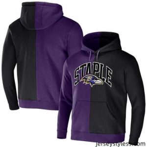 Stunning Baltimore Ravens Purple Black Split Logo Pullover Hoodie