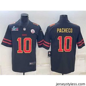 Impressive Kansas City Chiefs 10 Isiah Pacheco Black Red Gold Super Bowl LVII Patch Vapor Untouchable Limited Stitched Jersey