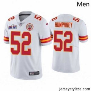 Fantastic Kansas City Chiefs 52 Creed Humphrey White Vapor Untouchable Limited Stitched Football 2024 Super Bowl LVIII Jersey