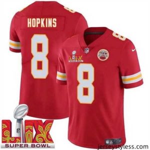 Stylish Kansas City Chiefs DeAndre Hopkins #8 Red 2024 2025 Super Bowl LIX F.U.S.E Stitched Jersey