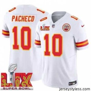 Stylish Kansas City Chiefs Isiah Pacheco #10 White 2024 2025 Super Bowl LIX F.U.S.E Stitched Jersey