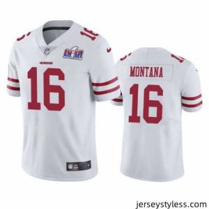 Premium NFL San Francisco 49ers 16 Joe Montana White Vapor Untouchable Limited Stitched 2024 Super Bowl LVIII Jersey