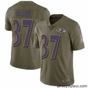 Premium Nike Javorius Allen Baltimore Ravens Limited Olive 2017 Salute to Service Jersey