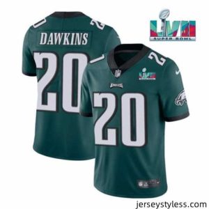 Stunning Philadelphia Eagles 20 Brian Dawkins Green Super Bowl LVII Patch Vapor Untouchable Limited Stitched Jersey