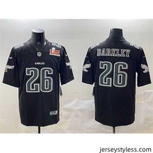 Fantastic Philadelphia Eagles 26 Saquon Barkley Black 2025 Super Bowl LIX Patch Fashion Vapor Untouchable Limited Stitched Football Jersey