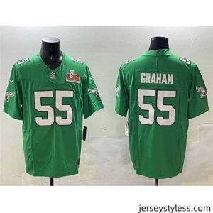Stylish Philadelphia Eagles 55 Brandon Graham Green 2025 Super Bowl LIX Patch F.U.S.E  Throwback Vapor Untouchable Limited Stitched Football Jersey