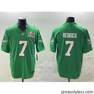 Amazing Philadelphia Eagles 7 Haason Reddick Green 2025 Super Bowl LIX Patch F.U.S.E  Throwback Vapor Untouchable Limited Stitched Football Jersey