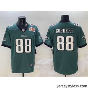 Unique Philadelphia Eagles 88 Dallas Goedert Green 2025 Super Bowl LIX Patch New Vapor Untouchable Limited Stitched Football Jersey