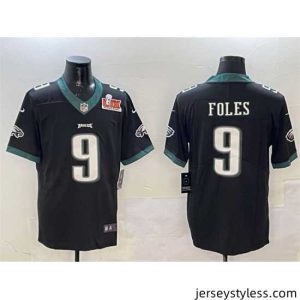 Stylish Philadelphia Eagles 9 Nick Foles Black 2025 Super Bowl LIX Patch Vapor Untouchable Limited Stitched Football Jersey