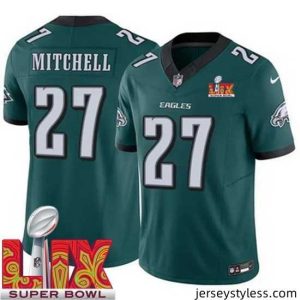 Gorgeous Philadelphia Eagles Quinyon Mitchell #27 Green 2024 2025 Super Bowl LIX F.U.S.E Stitched NFL Jersey