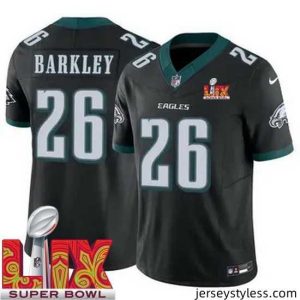 Premium Philadelphia Eagles Saquon Barkley #26 Black 2024 2025 Super Bowl LIX F.U.S.E Stitched NFL Jersey