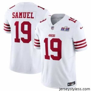 Amazing San Francisco 49ers 19 Deebo Samuel White Throwback 2023 F.U.S.E  Vapor Untouchable Limited Stitched Football 2024 Super Bowl LVIII Jersey