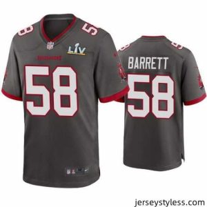 Stunning Shaquil Barrett Buccaneers Pewter Super Bowl Lv Game Jersey