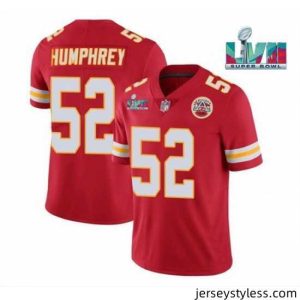 Premium Toddler Kansas City Chiefs 52 Creed Humphrey Red Super Bowl LVII Patch Vapor Untouchable Limited Stitched Jersey