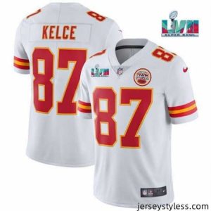 Impressive Toddler Kansas City Chiefs 87 Travis Kelce White Super Bowl LVII Patch Vapor Untouchable Limited Stitched Jersey