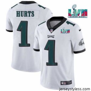 Premium Toddler Philadelphia Eagles 1 Jalen Hurts White Super Bowl LVII Patch Vapor Untouchable Limited Stitched Jersey