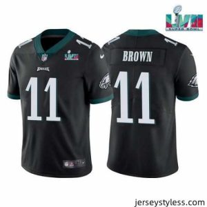 Amazing Toddler Philadelphia Eagles 11 A J  Brown Black Super Bowl LVII Patch Vapor Untouchable Limited Stitched Jersey