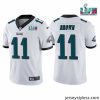 Stunning Toddler Philadelphia Eagles 11 A J  Brown White Super Bowl LVII Patch Vapor Untouchable Limited Stitched Jersey