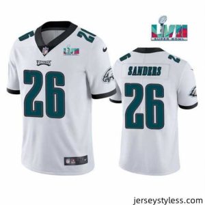 Amazing Toddler Philadelphia Eagles 26 Miles Sanders White Super Bowl LVII Patch Vapor Untouchable Limited Stitched Jersey