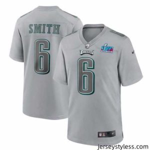 Gorgeous Toddler Philadelphia Eagles 6 DeVonta Smith Grey Super Bowl LVII Patch Atmosphere Fashion Stitched Game Jersey