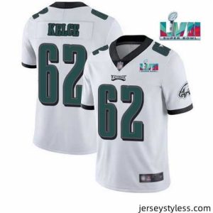 Premium Toddler Philadelphia Eagles 62 Jason Kelce White Super Bowl LVII Patch Vapor Untouchable Limited Stitched Jersey