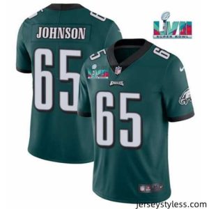 Unique Toddler Philadelphia Eagles 65 Lane Johnson Green Super Bowl LVII Patch Vapor Untouchable Limited Stitched Jersey