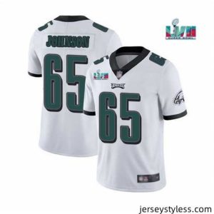 Gorgeous Toddler Philadelphia Eagles 65 Lane Johnson White Super Bowl LVII Patch Vapor Untouchable Limited Stitched Jersey
