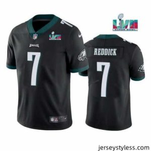 Unique Toddler Philadelphia Eagles 7 Haason Reddick Black Super Bowl LVII Patch Vapor Untouchable Limited Stitched Jersey