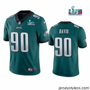 Amazing Toddler Philadelphia Eagles 90 Jordan Davis Green Super Bowl LVII Patch Vapor Untouchable Limited Stitched Jersey